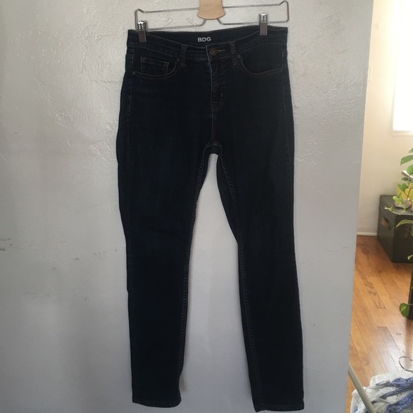 BDG dark wash high rise cigarette ankle jeans