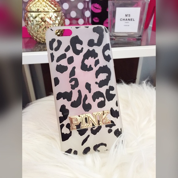 VS PINK semi clear leopard iPhone 6 plus case