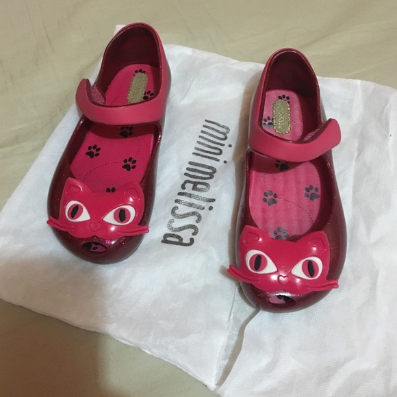 Mini Melissa ultragirl pink glitter maryjanes cat