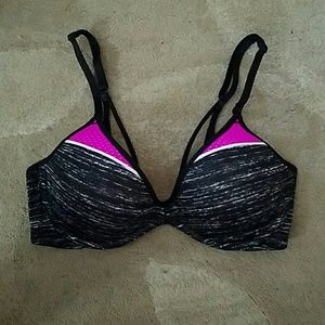 PINK by VS - Black, Grey and Pink Mesh Bra