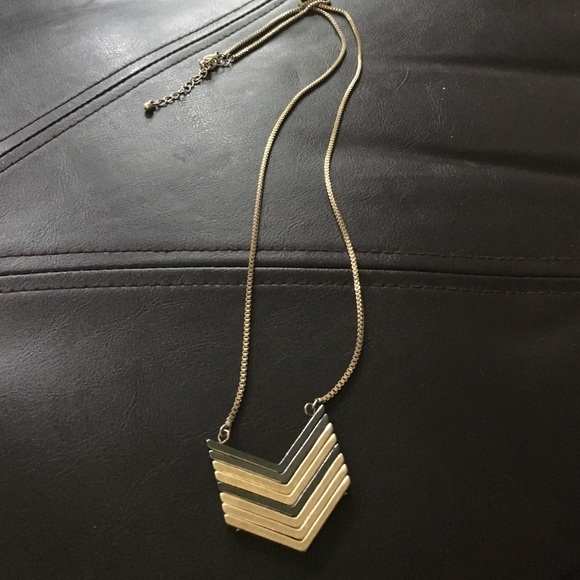 Long Chevron Necklace - Gold and Silver