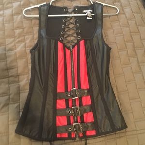Red and black corset