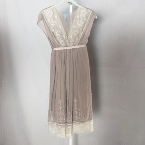 Anthropologie Embroidered Silk chiffon dress