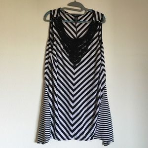 Flowy and fun black and white striped shirt/dress