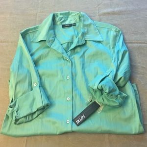 Turquoise button up blouse