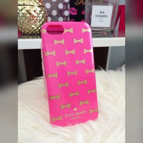 Kate Spade pink glitter bows iPhone SE,5,5s case