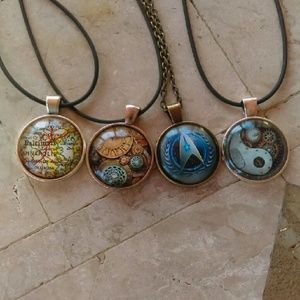 Lot of 4 Different Design Cabochon Necklaces