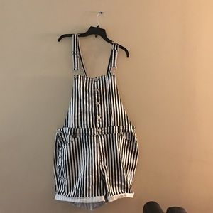 Black and white striped overalls