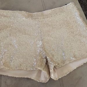 Tan sequin shorts