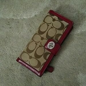 Classic Tan and Burgundy Coach Wallet