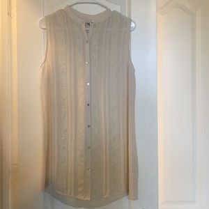 Cream Sheer Tunic with Lace Detail Size Small