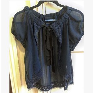 Sold! Blue sheer blouse with lace detailing
