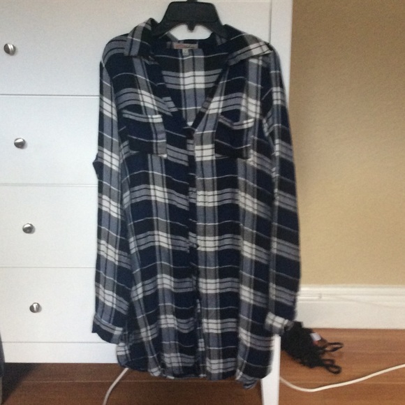 Blue Black and White Medium Flannel Dress - Picture 1 of 3