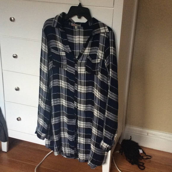 Blue Black and White Medium Flannel Dress - Picture 2 of 3