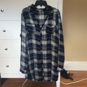 Blue Black and White Medium Flannel Dress