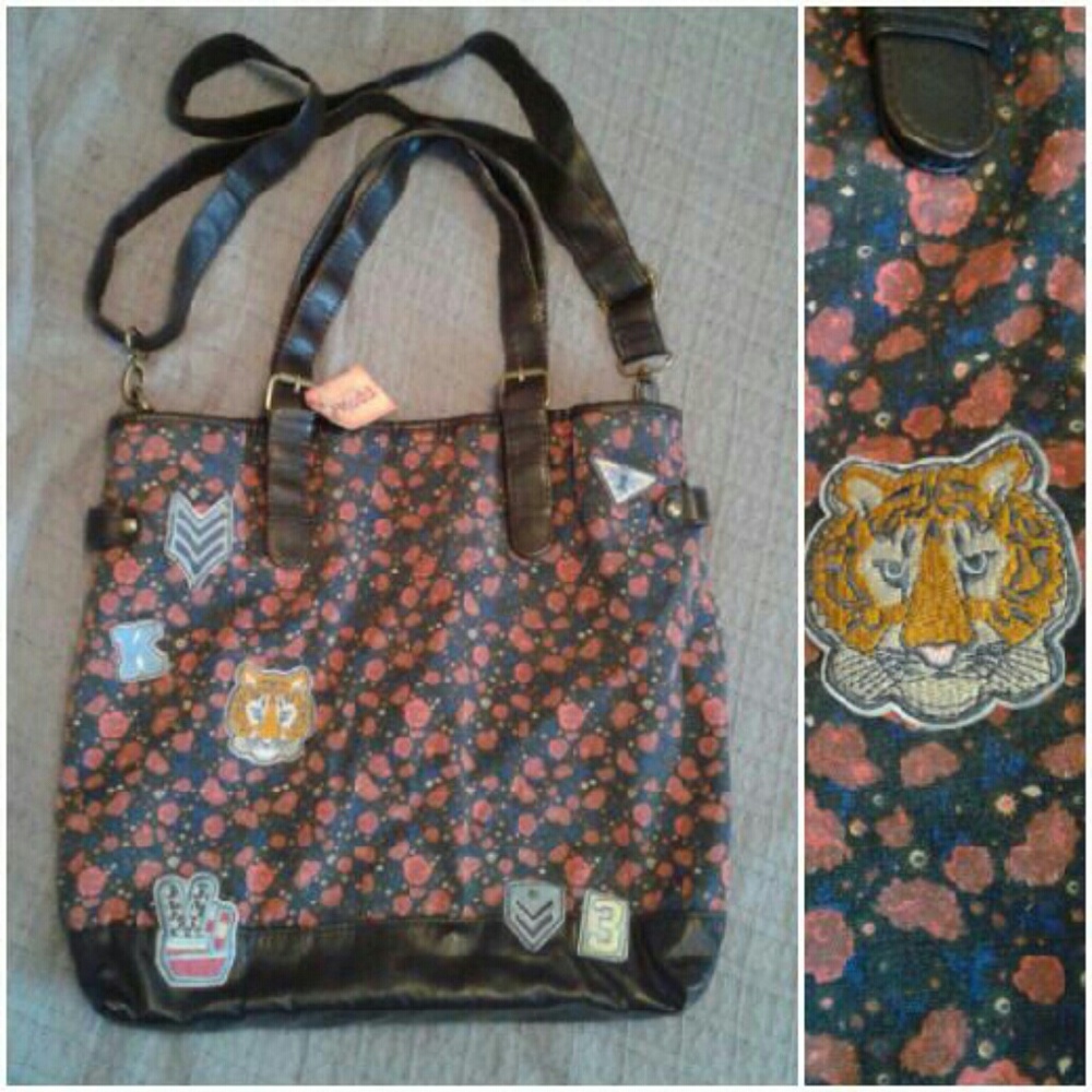 Painted Floral + Americana Patches Bag