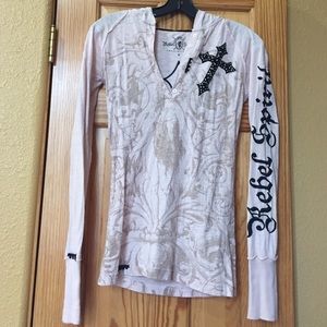 Rebel Spirit Brand Hooded Long-Sleeve Shirt