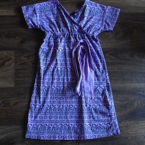 Purple Printed Little Girl's Dress