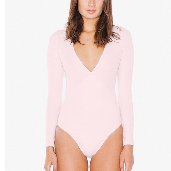 NEW American Apparel Long Sleeve V Bodysuit