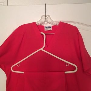 Salmon red scrub set small pants med top