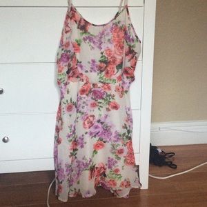 Cream Floral Print Dress
