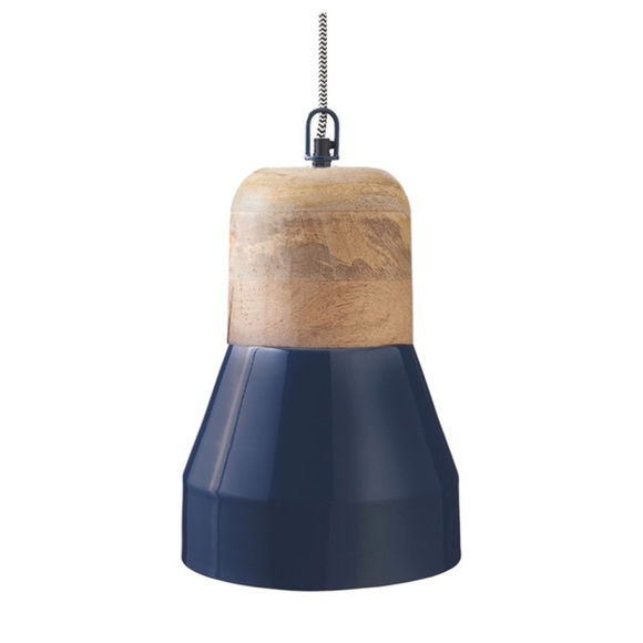 Midwest Cbk Llc Large Indigo Blue & Wood Pendant