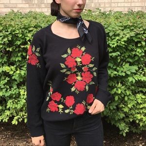 Zara Size L W&B Collection Embroidered Pullover