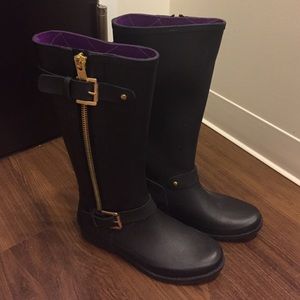 Like new Henry Ferrera black/ gold rain boots