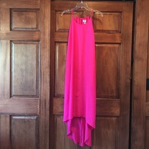 Hot pink high to low flowy dress