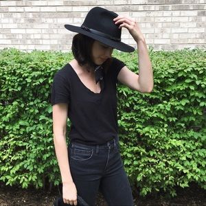 Urban Outfitters Black Wool Hat w/ Braided Detail