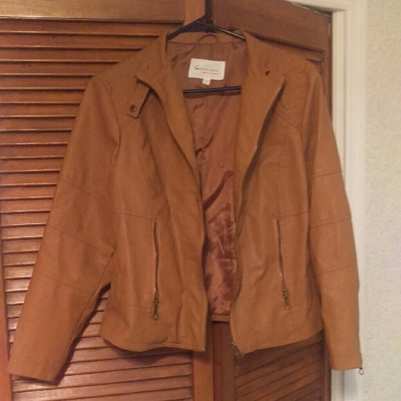 Light Brown Faux Leather Moto Jacket