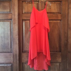 Coral high to low flowy dress