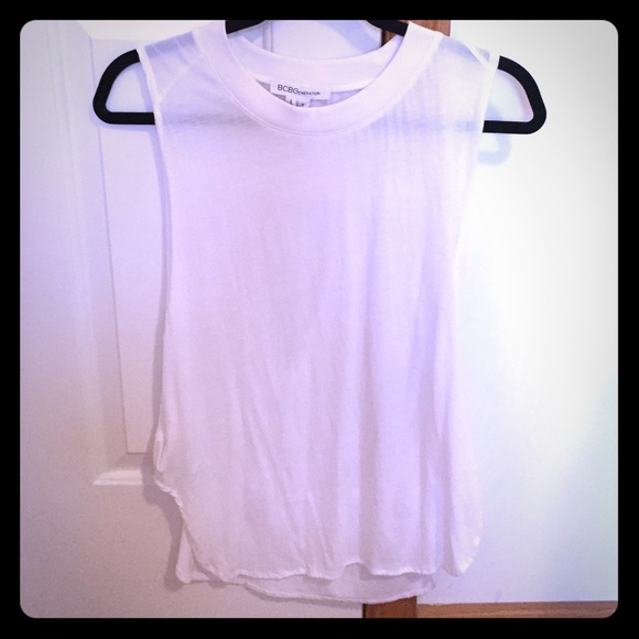 BCBG White Tank With Cutout In Back