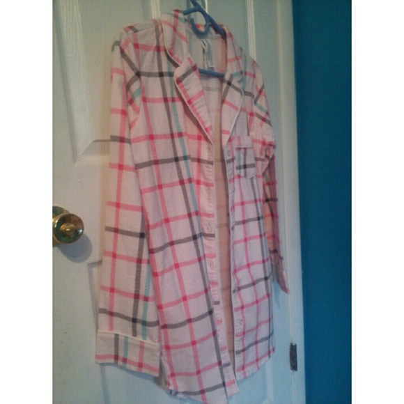Forever21 Long Button-up Plaid Pj Top - Picture 2 of 3