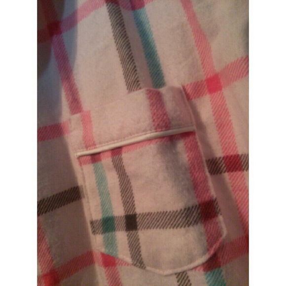 Forever21 Long Button-up Plaid Pj Top - Picture 3 of 3