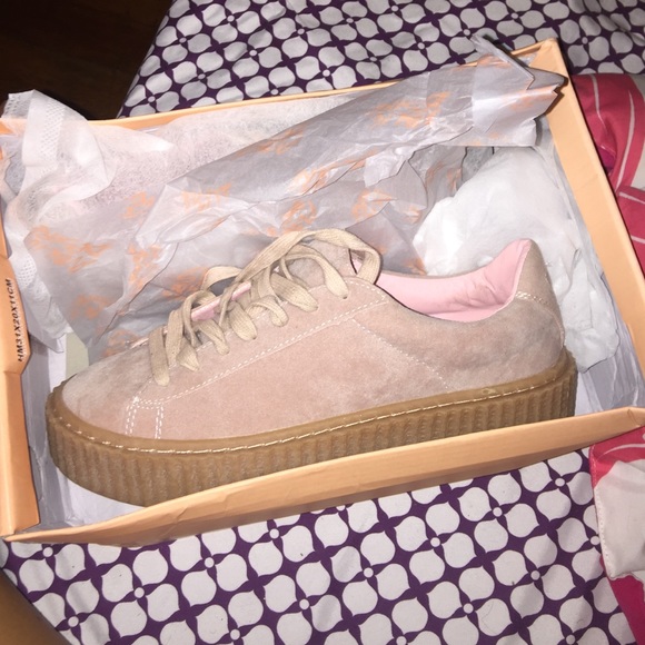 Public desire blush pink suede sneakers