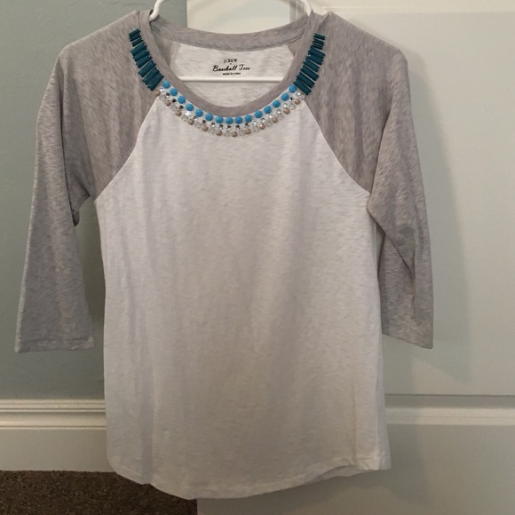 J. Crew Tops - JCrew Baseball t with embellishments