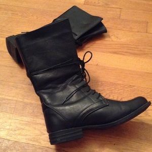 Black lace up combat boots