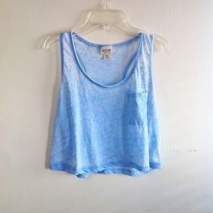 Heather Blue Crop Top Pocket Tank