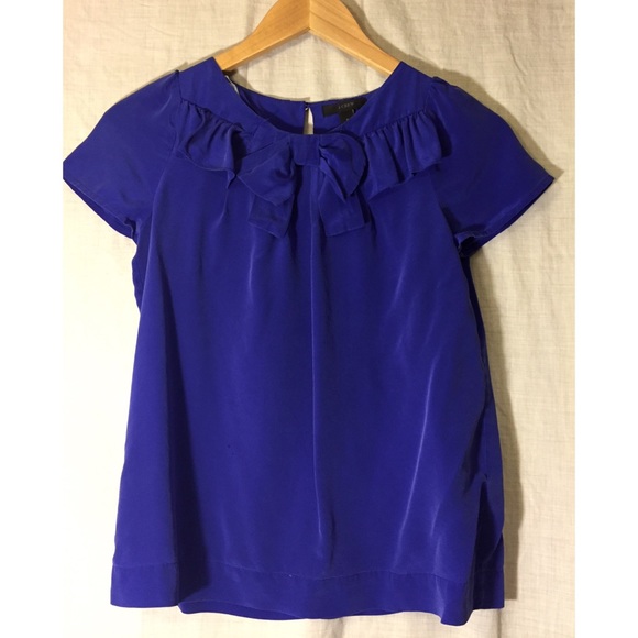 J Crew 100% silk blouse with bow detail