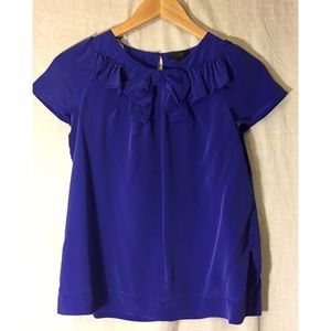 J Crew 100% silk blouse with bow detail