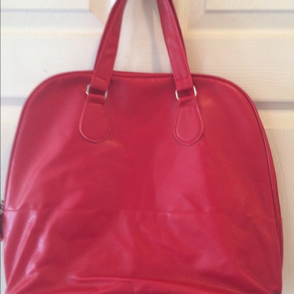 Red vinyl leather like bag