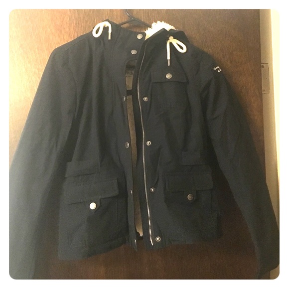 Abercrombie & Fitch Navy fuzzy winter jacket