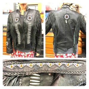 💥SOLD💥MANZOOR SW Native leather jacket beadwork