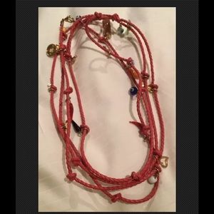 Jewelry - Red Braided Leather Charm Necklace 38" Jewelry - Red Braided Leather Charm Necklace 38"