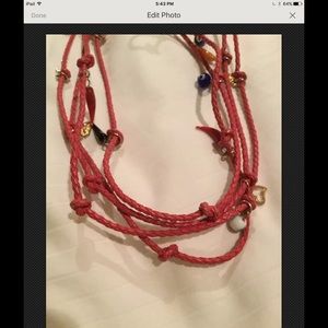 Jewelry - Red Braided Leather Charm Necklace 38" Jewelry - Red Braided Leather Charm Necklace 38"