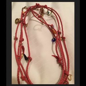 Jewelry - Red Braided Leather Charm Necklace 38" Jewelry - Red Braided Leather Charm Necklace 38"