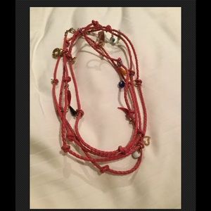 Jewelry - Red Braided Leather Charm Necklace 38" Jewelry - Red Braided Leather Charm Necklace 38"