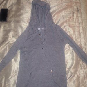 Grey shirt with buttons and hood