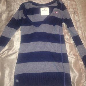Grey and navy striped sweater